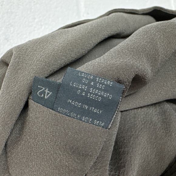 Halston Silk Dress Draped Halter Cocktail IT 42 US 6 Olive Grecian - Picture 4 of 7